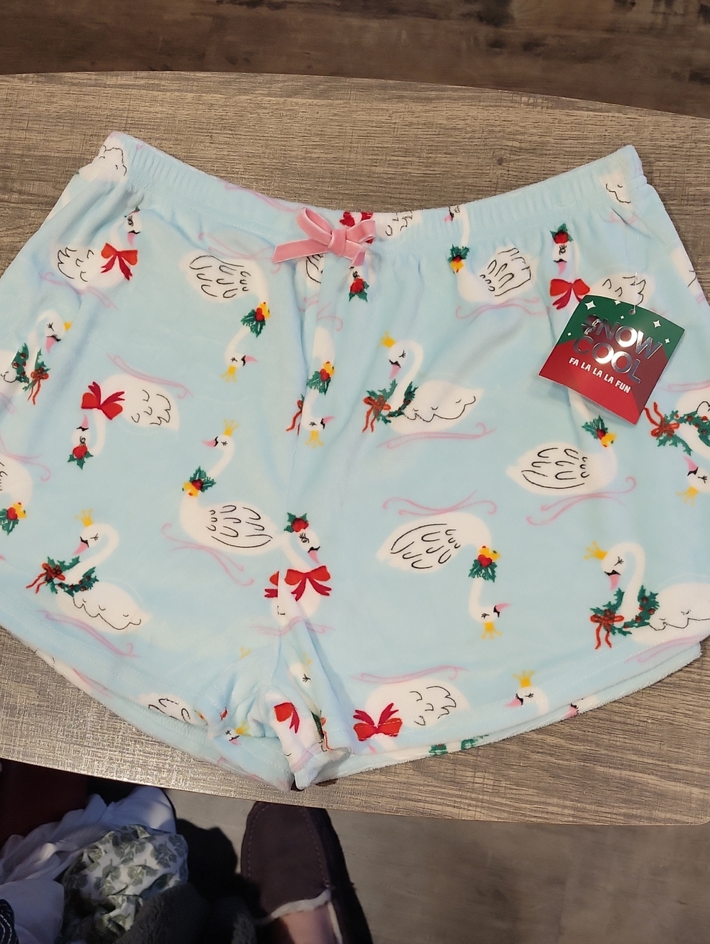 Swan Christmas Velvet Shorts,Juniors Sz.Large,Brand New W/ Tag